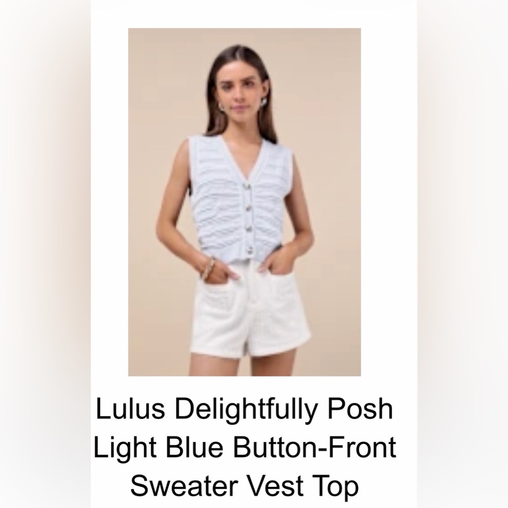 Lulu's Light Blue Button-Front Sweater Vest Top